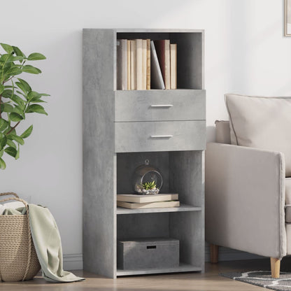 Hoge kast 50x42,5x124 cm bewerkt hout betongrijs