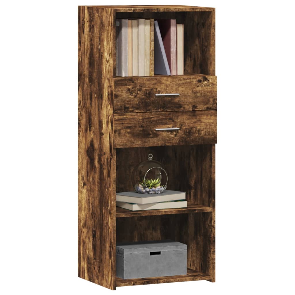 Hoge kast 50x42,5x124 cm bewerkt hout gerookt eikenkleurig