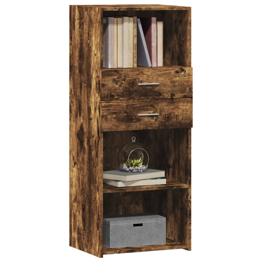 Hoge kast 50x42,5x124 cm bewerkt hout gerookt eikenkleurig