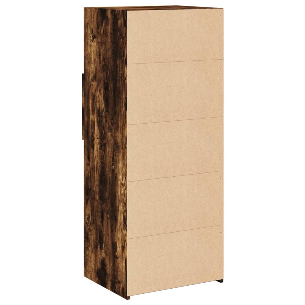 Hoge kast 50x42,5x124 cm bewerkt hout gerookt eikenkleurig