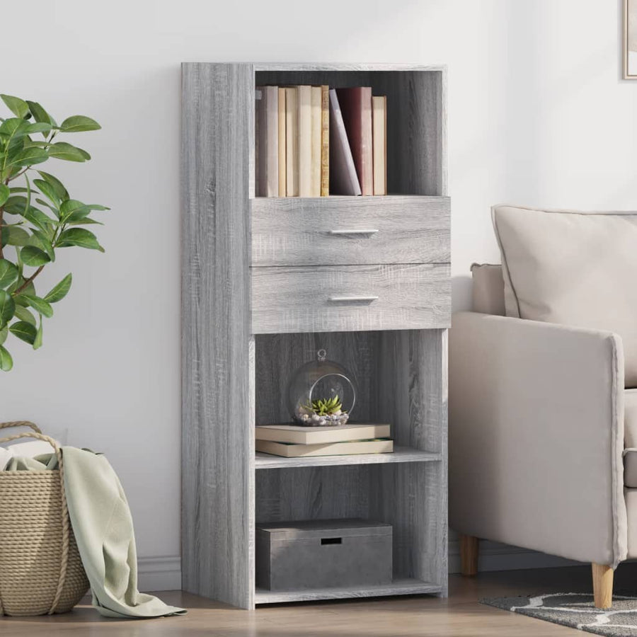 Hoge kast 50x42,5x124 cm bewerkt hout grijs sonoma eikenkleurig