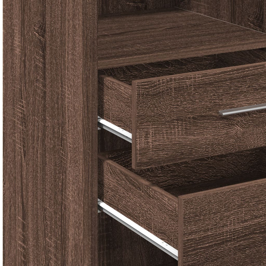 Hoge kast 50x42,5x124 cm bewerkt hout bruin eikenkleurig