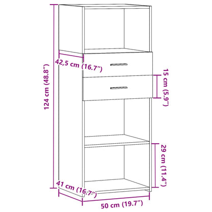 Hoge kast 50x42,5x124 cm bewerkt hout bruin eikenkleurig