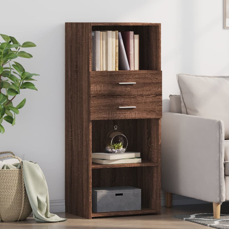 Hoge kast 50x42,5x124 cm bewerkt hout bruin eikenkleurig