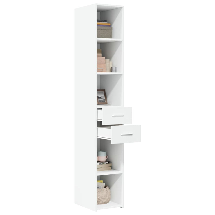 Hoge kast 30x42,5x185 cm bewerkt hout wit