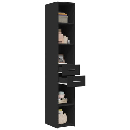 Hoge kast 30x42,5x185 cm bewerkt hout zwart