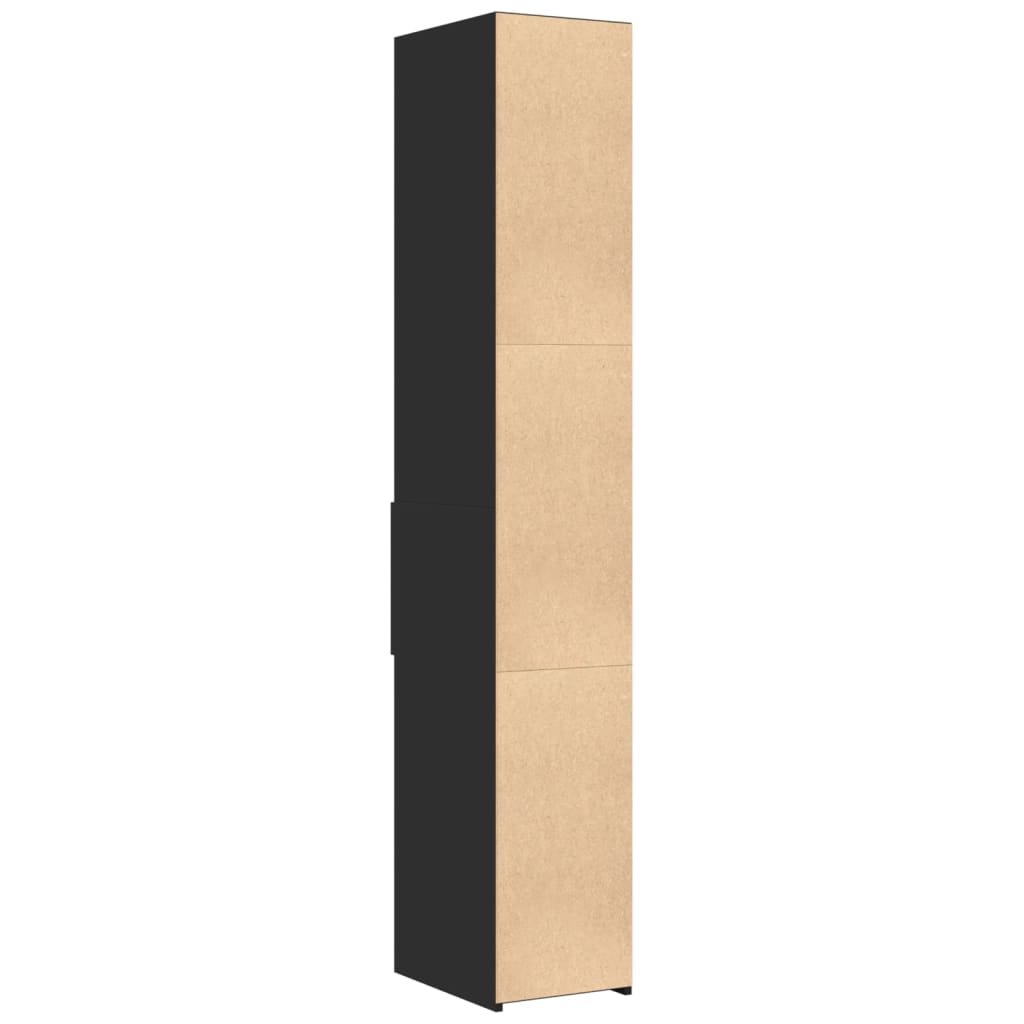 Hoge kast 30x42,5x185 cm bewerkt hout zwart