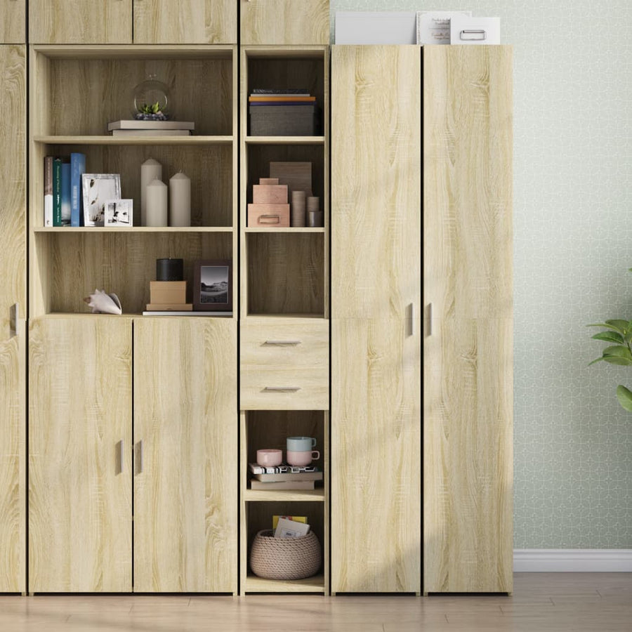 Hoge kast 30x42,5x185 cm bewerkt hout sonoma eikenkleurig