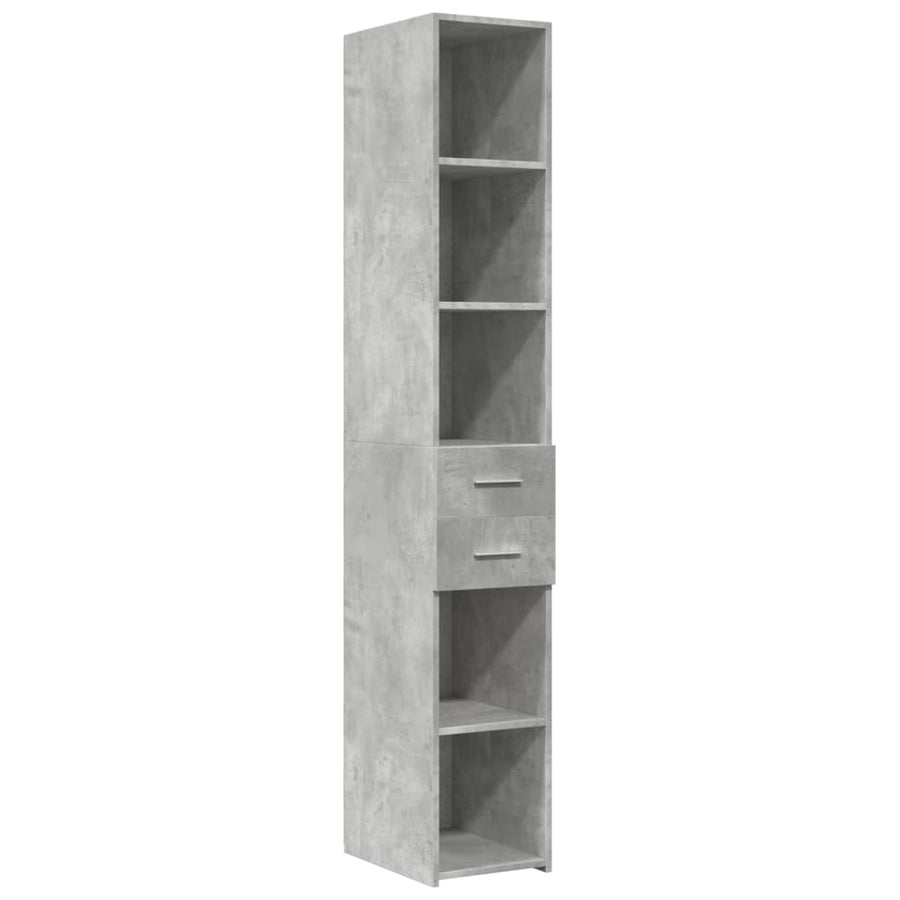 Hoge kast 30x42,5x185 cm bewerkt hout betongrijs