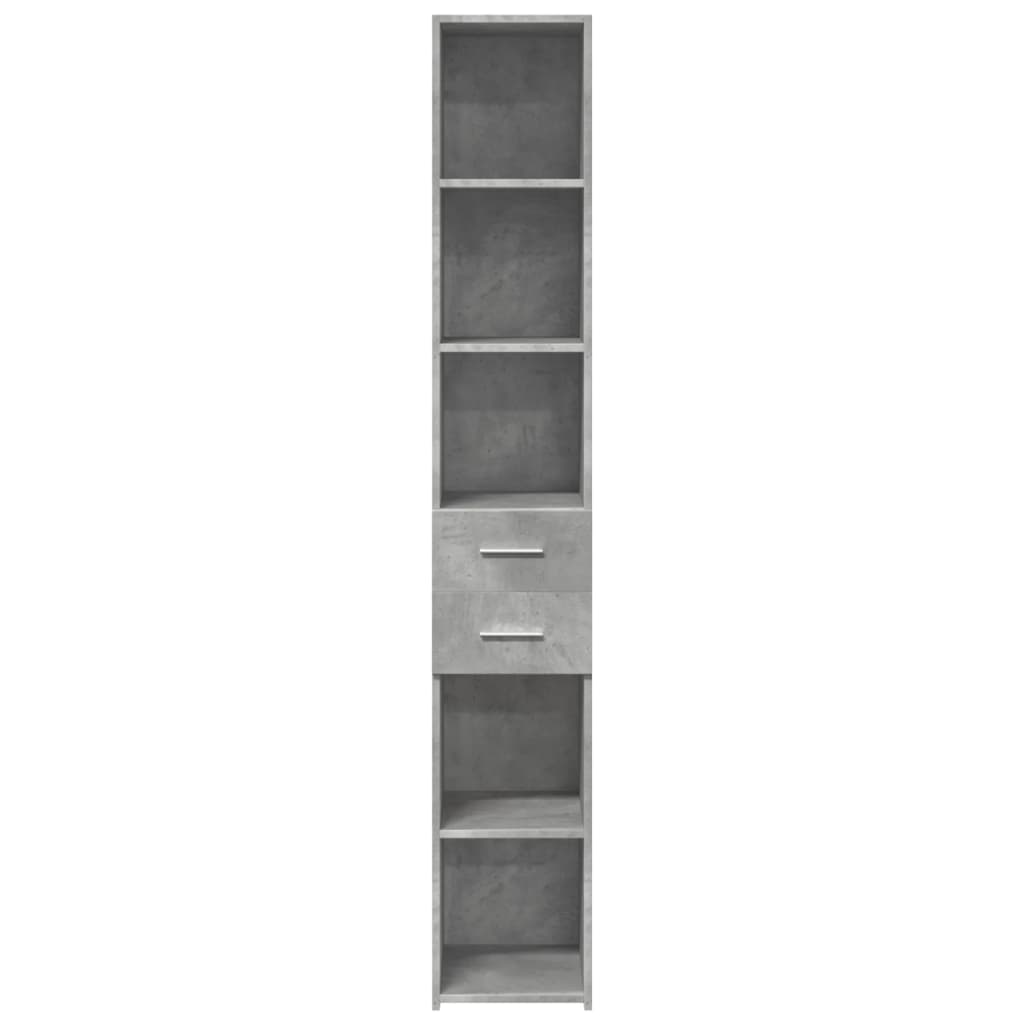 Hoge kast 30x42,5x185 cm bewerkt hout betongrijs