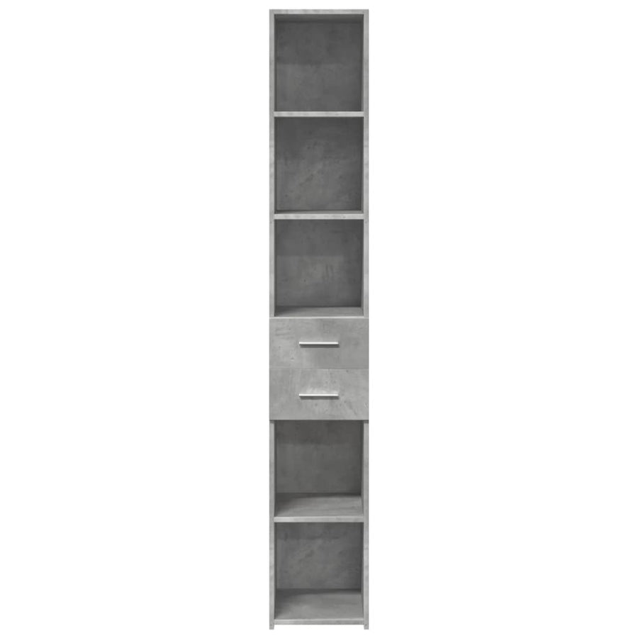 Hoge kast 30x42,5x185 cm bewerkt hout betongrijs