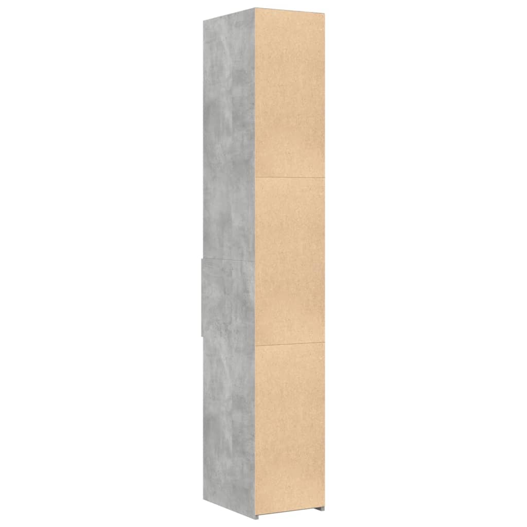 Hoge kast 30x42,5x185 cm bewerkt hout betongrijs