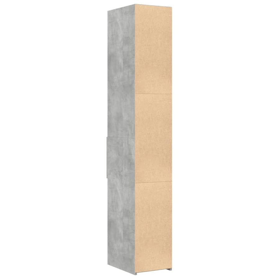 Hoge kast 30x42,5x185 cm bewerkt hout betongrijs