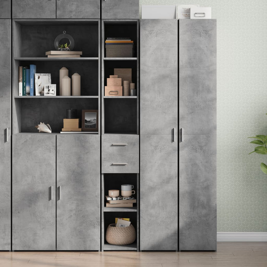 Hoge kast 30x42,5x185 cm bewerkt hout betongrijs