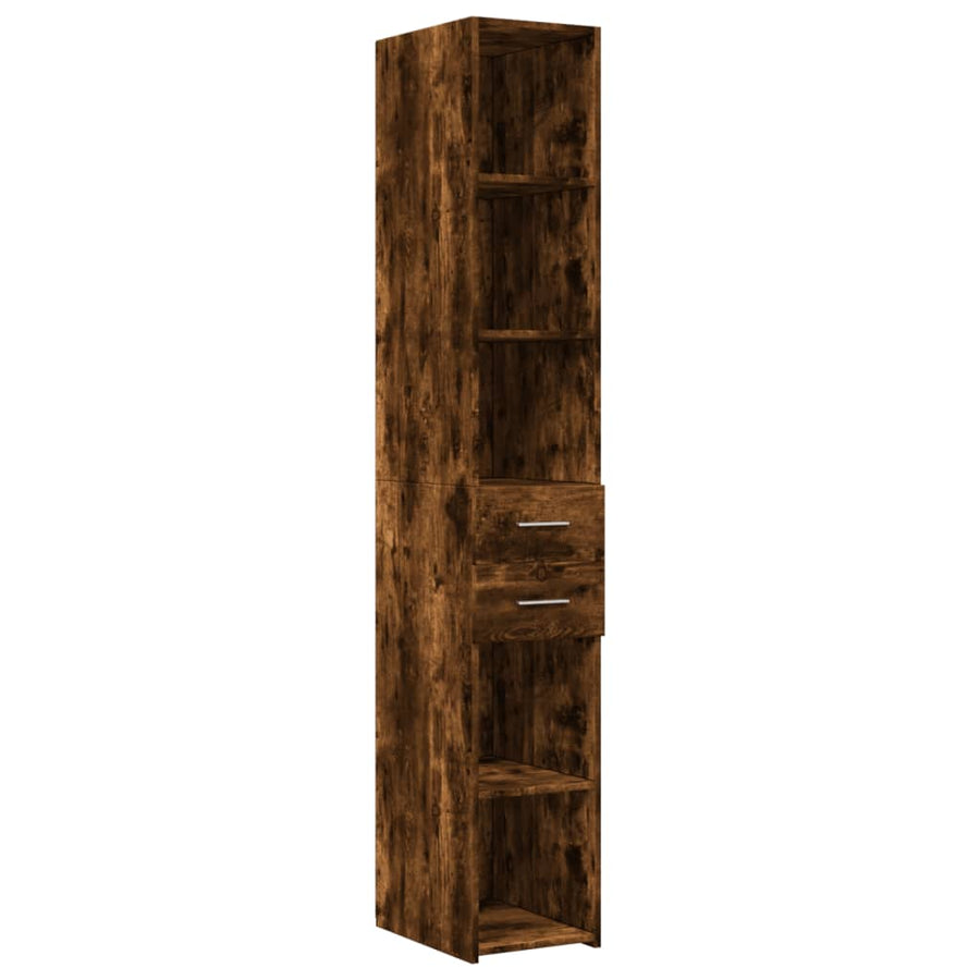 Hoge kast 30x42,5x185 cm bewerkt hout gerookt eikenkleurig