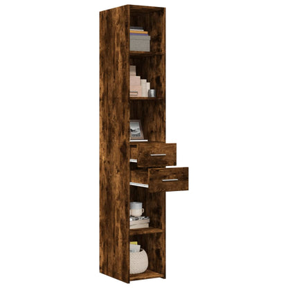 Hoge kast 30x42,5x185 cm bewerkt hout gerookt eikenkleurig