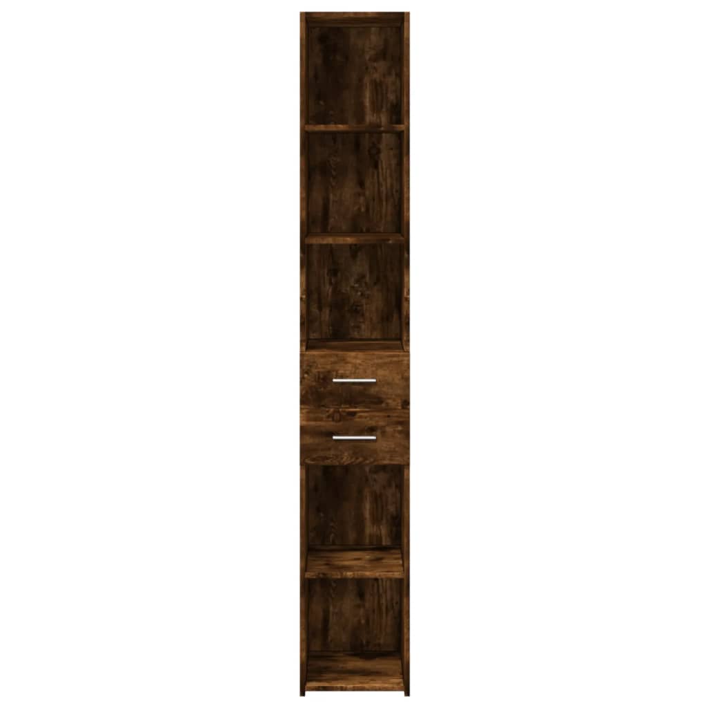 Hoge kast 30x42,5x185 cm bewerkt hout gerookt eikenkleurig