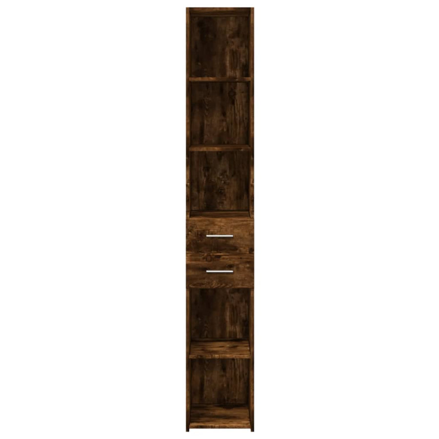 Hoge kast 30x42,5x185 cm bewerkt hout gerookt eikenkleurig