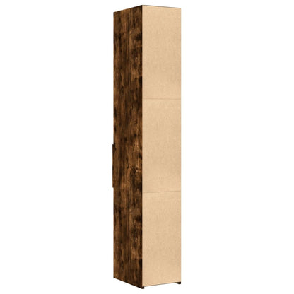 Hoge kast 30x42,5x185 cm bewerkt hout gerookt eikenkleurig