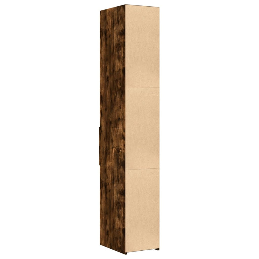 Hoge kast 30x42,5x185 cm bewerkt hout gerookt eikenkleurig