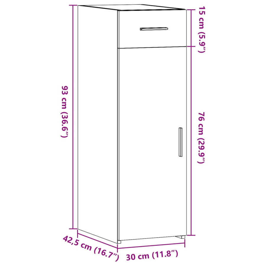 Dressoir 30x42,5x93 cm bewerkt hout wit
