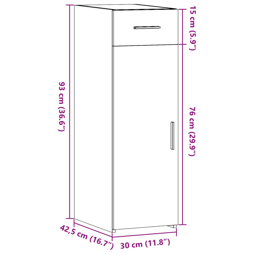 Dressoir 30x42,5x93 cm bewerkt hout sonoma eikenkleurig