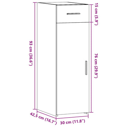Dressoir 30x42,5x93 cm bewerkt hout betongrijs
