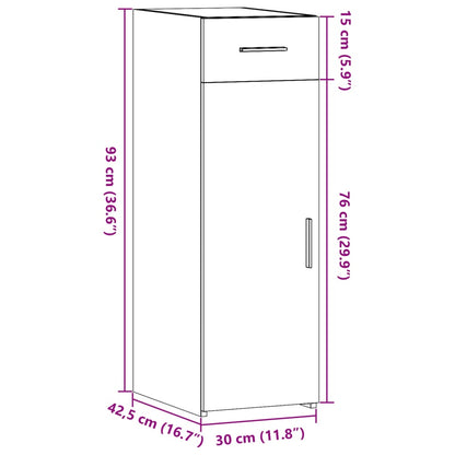 Dressoir 30x42,5x93 cm bewerkt hout gerookt eikenkleurig