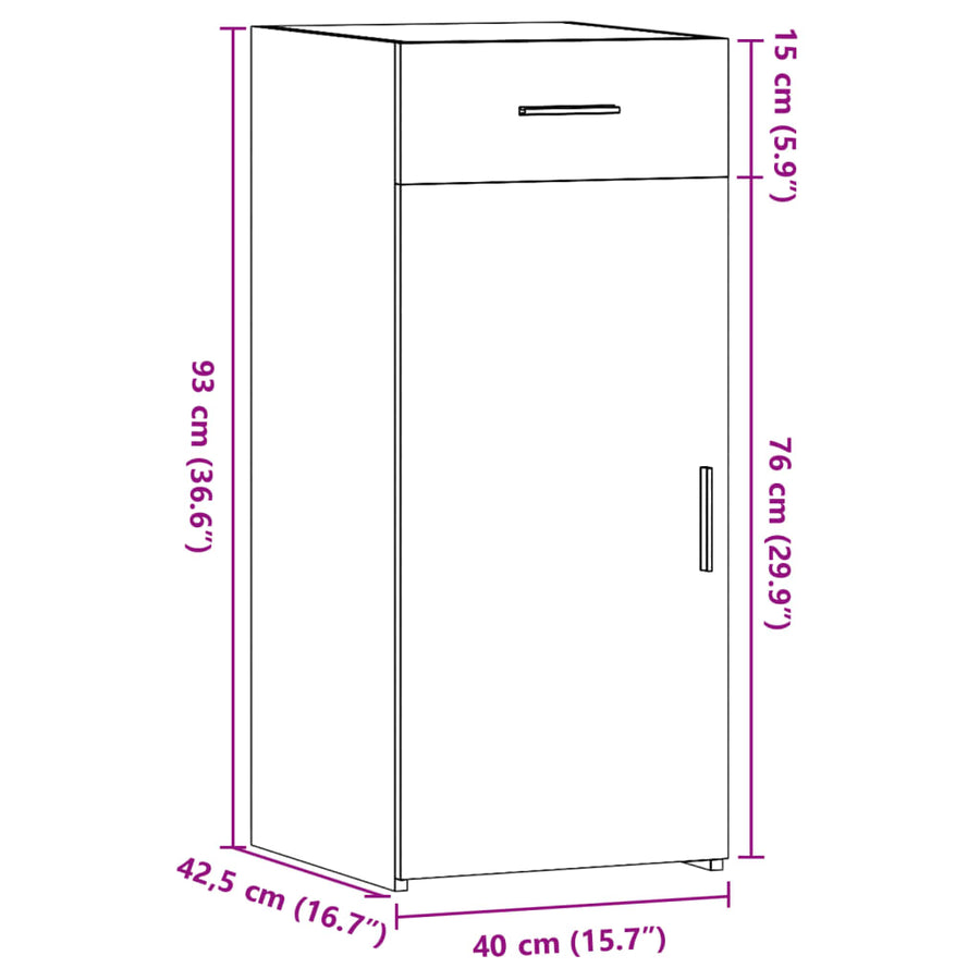 Dressoir 40x42,5x93 cm bewerkt hout gerookt eikenkleurig
