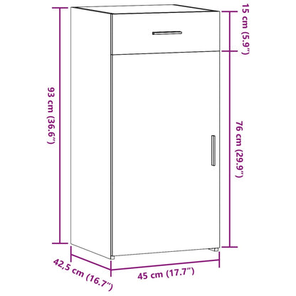 Dressoir 45x42,5x93 cm bewerkt hout betongrijs