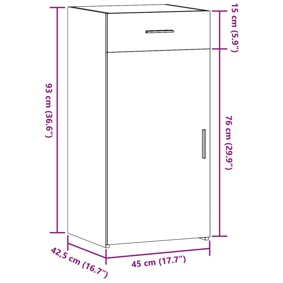 Dressoir 45x42,5x93 cm bewerkt hout betongrijs