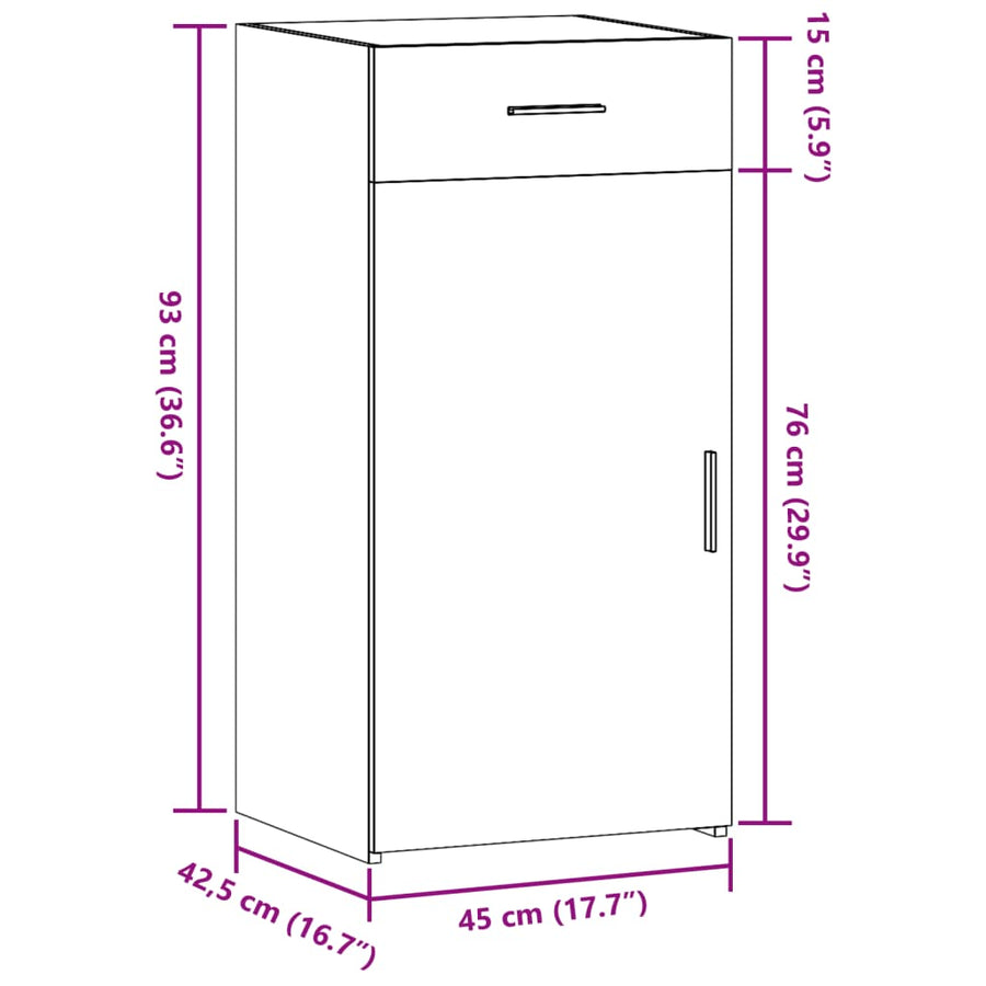 Dressoir 45x42,5x93 cm bewerkt hout gerookt eikenkleurig