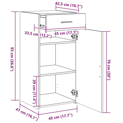Dressoir 45X42,5X93 Cm Bewerkt Hout Eikenkleurig Grijs sonoma