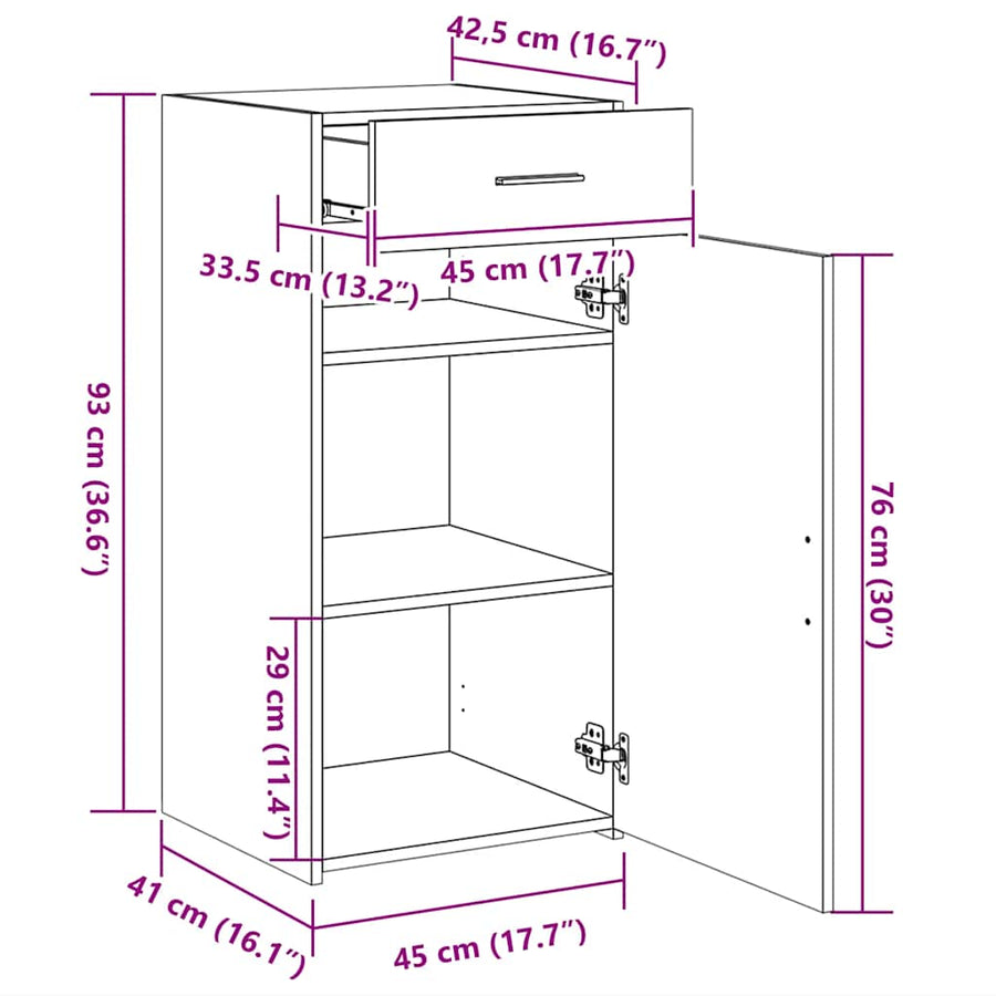 Dressoir 45X42,5X93 Cm Bewerkt Hout Eikenkleurig Grijs sonoma