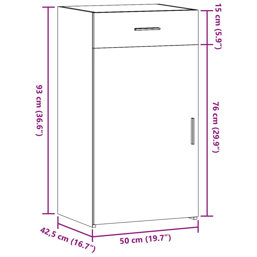 Dressoir 50x42,5x93 cm bewerkt hout betongrijs