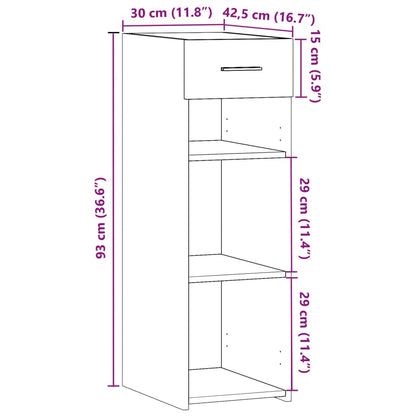 Dressoir 30x42,5x93 cm bewerkt hout grijs sonoma eikenkleurig