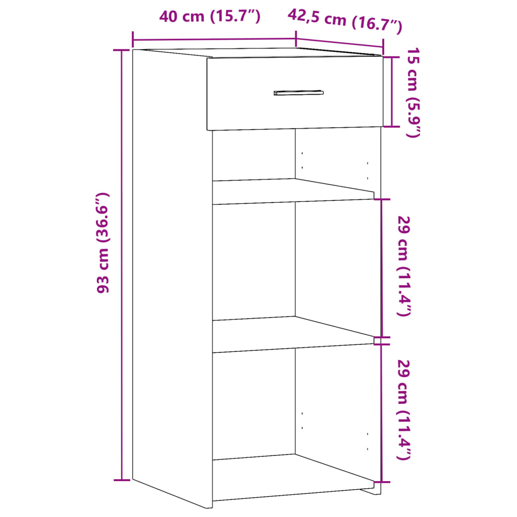 Dressoir 40x42,5x93 cm bewerkt hout wit