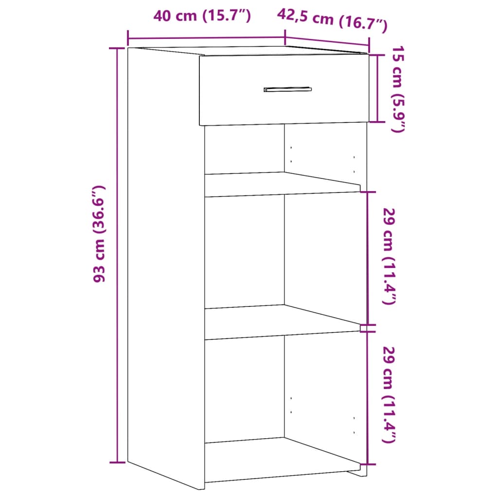 Dressoir 40x42,5x93 cm bewerkt hout gerookt eikenkleurig
