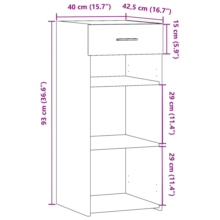 Dressoir 40x42,5x93 cm bewerkt hout gerookt eikenkleurig