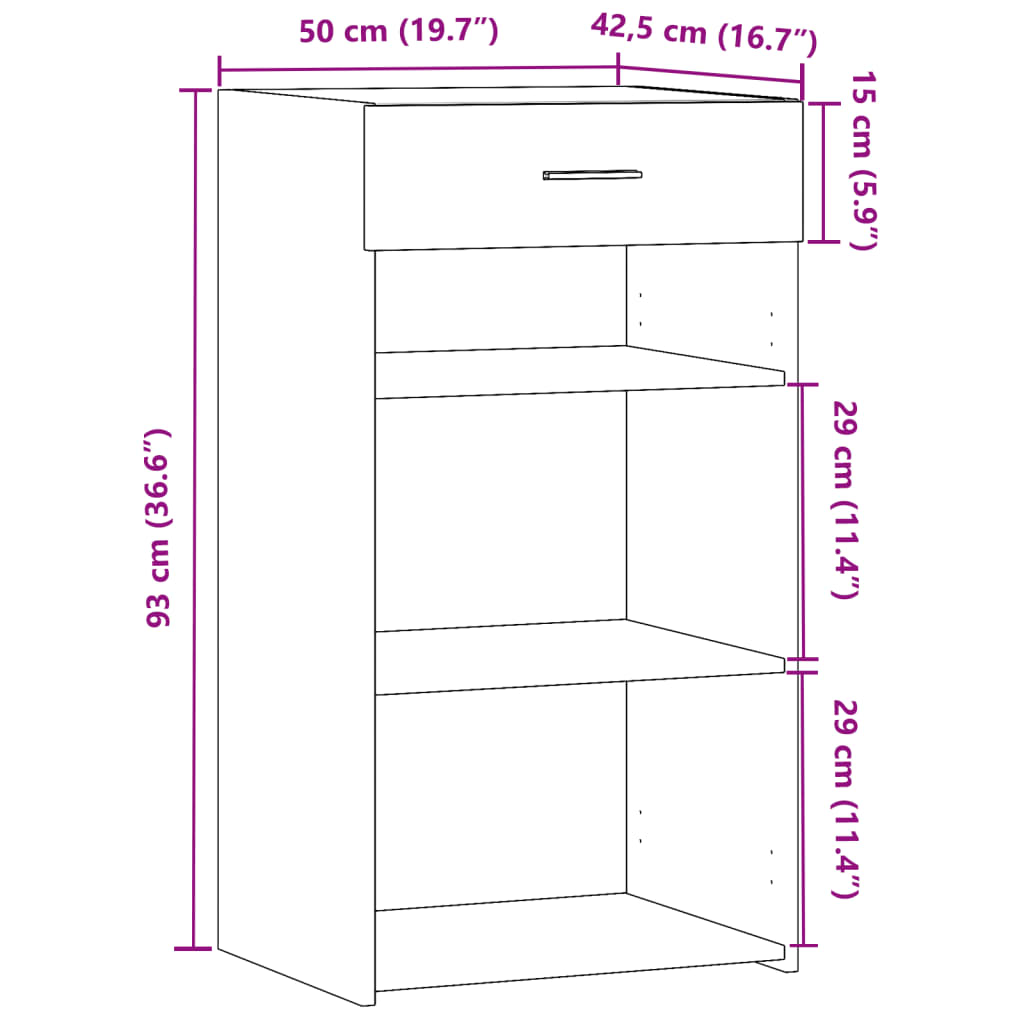 Dressoir 50x42,5x93 cm bewerkt hout sonoma eikenkleurig