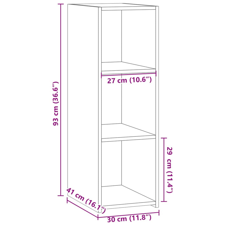 Dressoir 30x41x93 cm bewerkt hout betongrijs