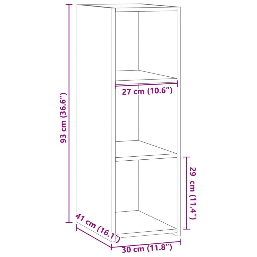Dressoir 30x41x93 cm bewerkt hout gerookt eikenkleurig