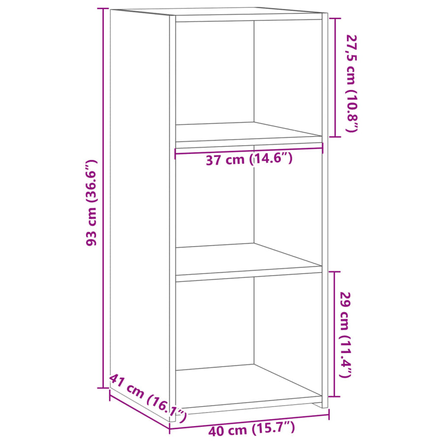 Dressoir 40x41x93 cm bewerkt hout gerookt eikenkleurig