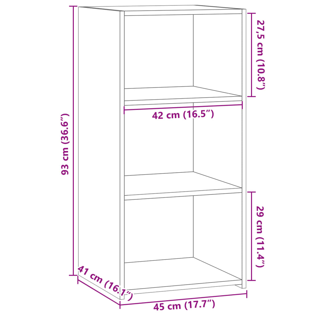 Dressoir 45x41x93 cm bewerkt hout sonoma eikenkleurig