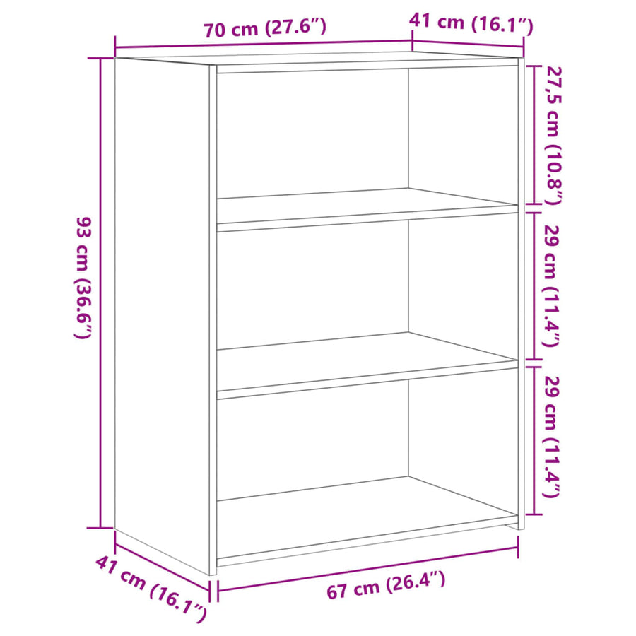 Dressoir 70x41x93 cm bewerkt hout zwart