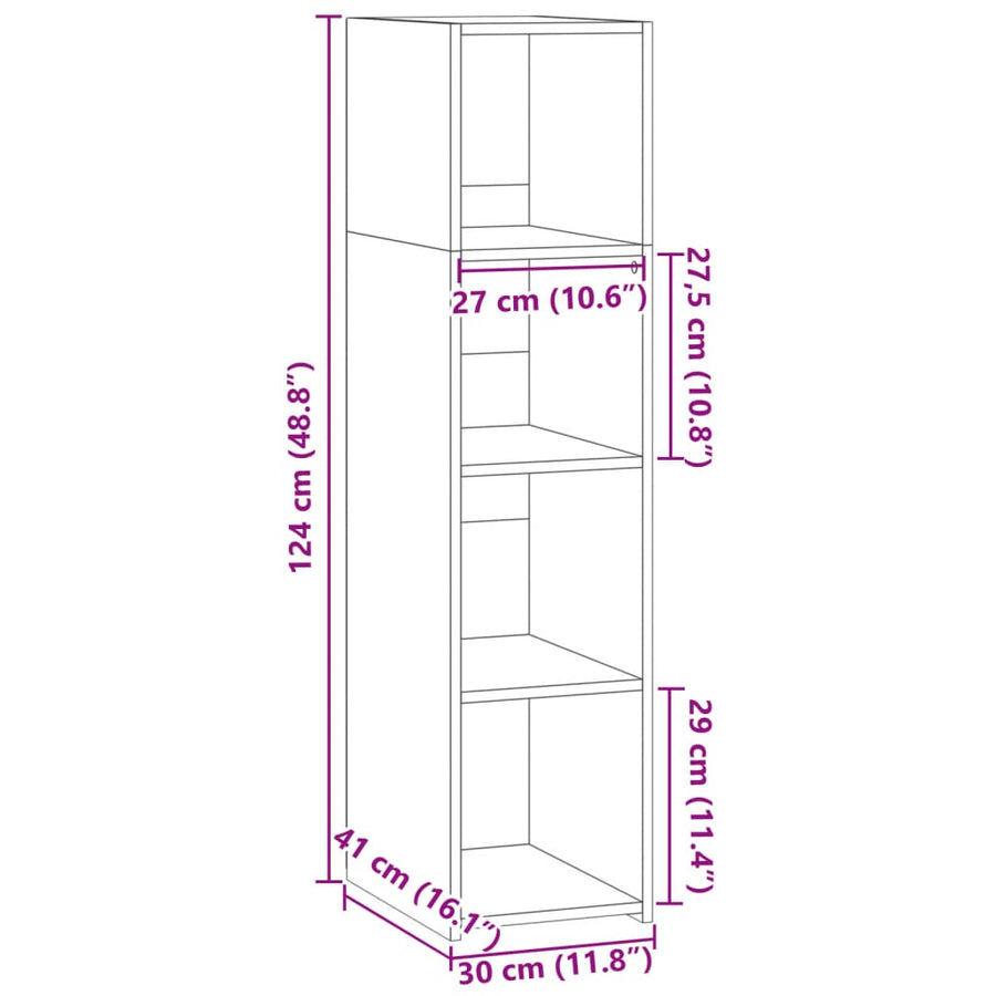 Hoge Kast 30X41X124 Cm Bewerkt Hout Kleurig Sonoma eiken