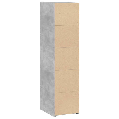Hoge kast 30x41x124 cm bewerkt hout betongrijs