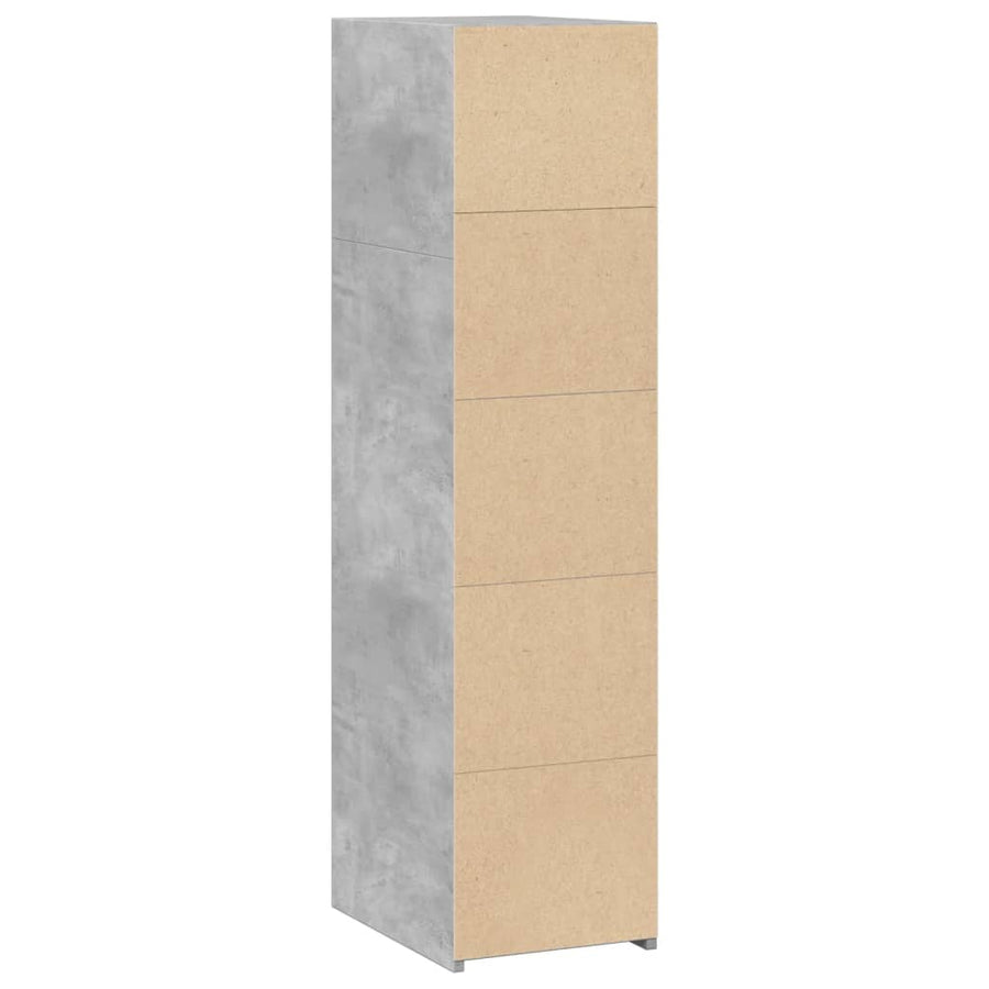 Hoge kast 30x41x124 cm bewerkt hout betongrijs