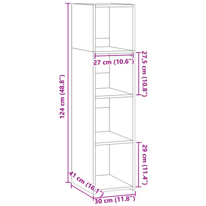 Hoge kast 30x41x124 cm bewerkt hout betongrijs