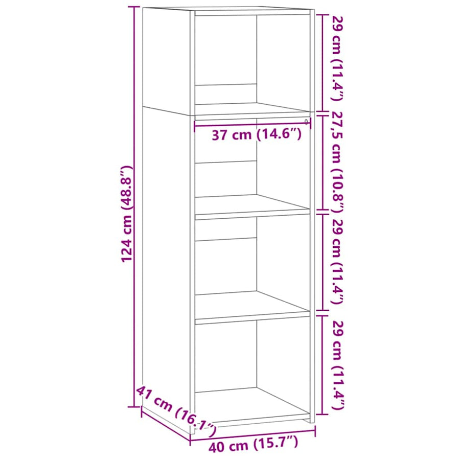 Hoge kast 40x41x124 cm bewerkt hout sonoma eikenkleurig